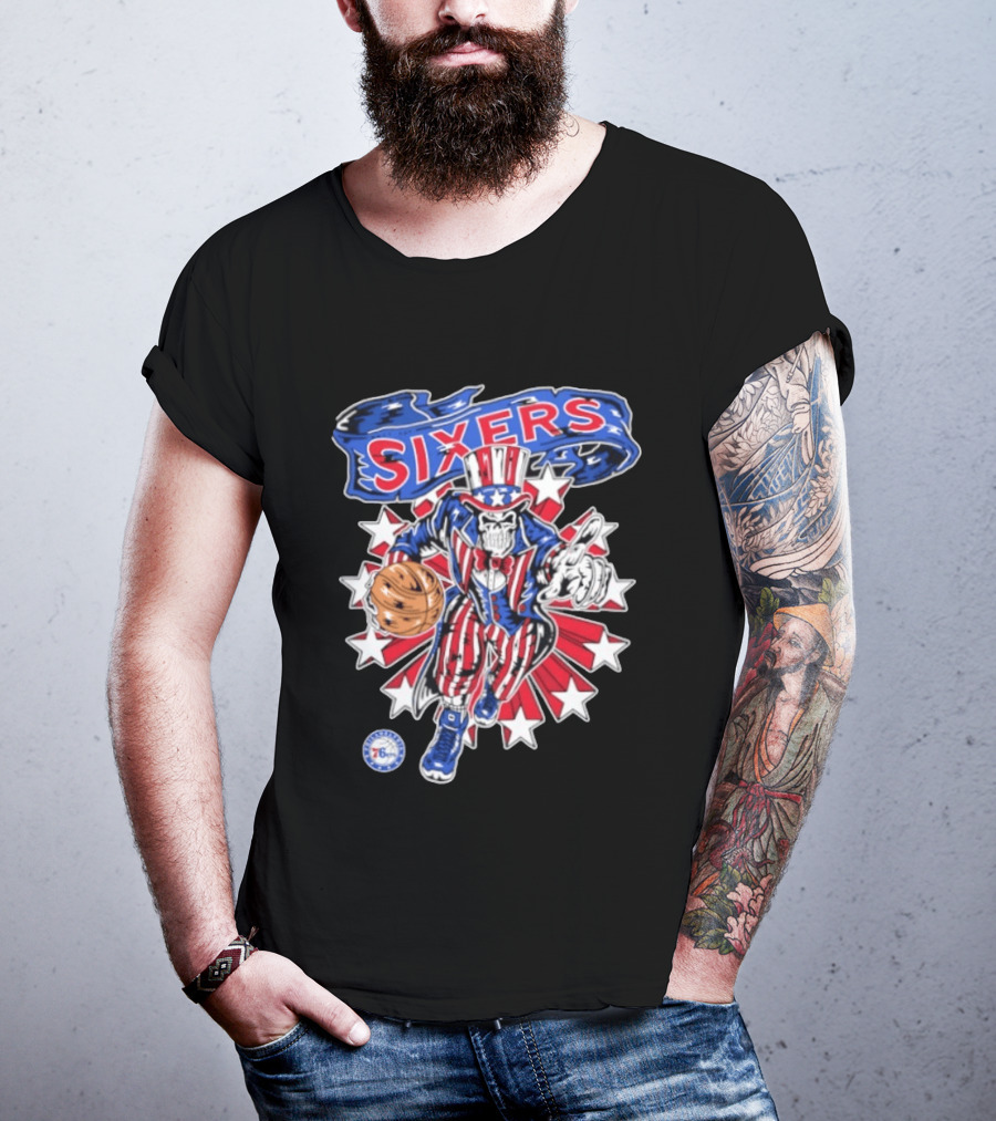 Philadelphia 76ers Warren Lotas Stars And Stripes Uncle Sam Basketball T-Shirt
