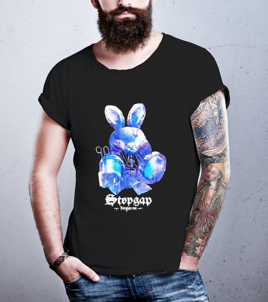 Stopgap Forgive Me Blue Bunny Plush With Scissors T-Shirt