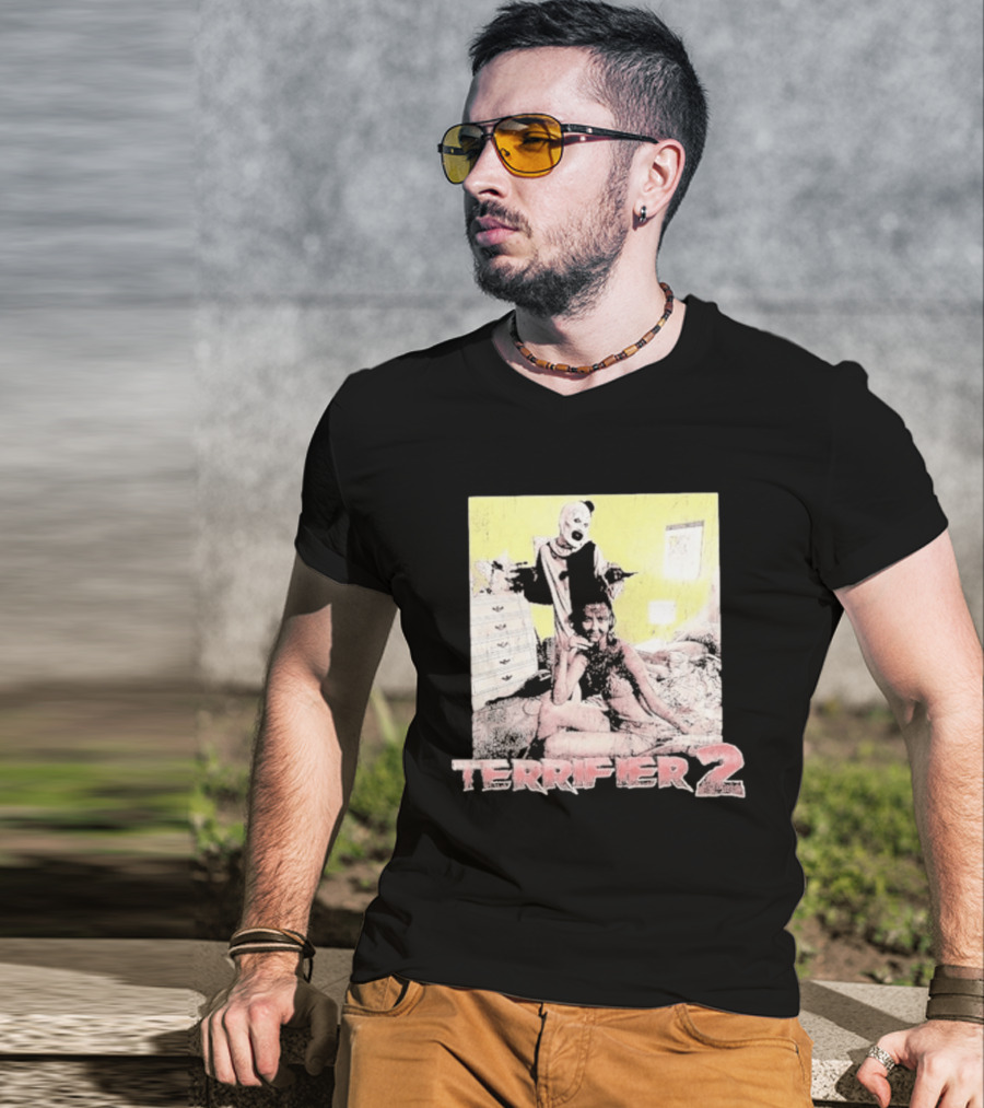 Terrifier 2 Art The Clown Scene Horror Movie T-Shirt
