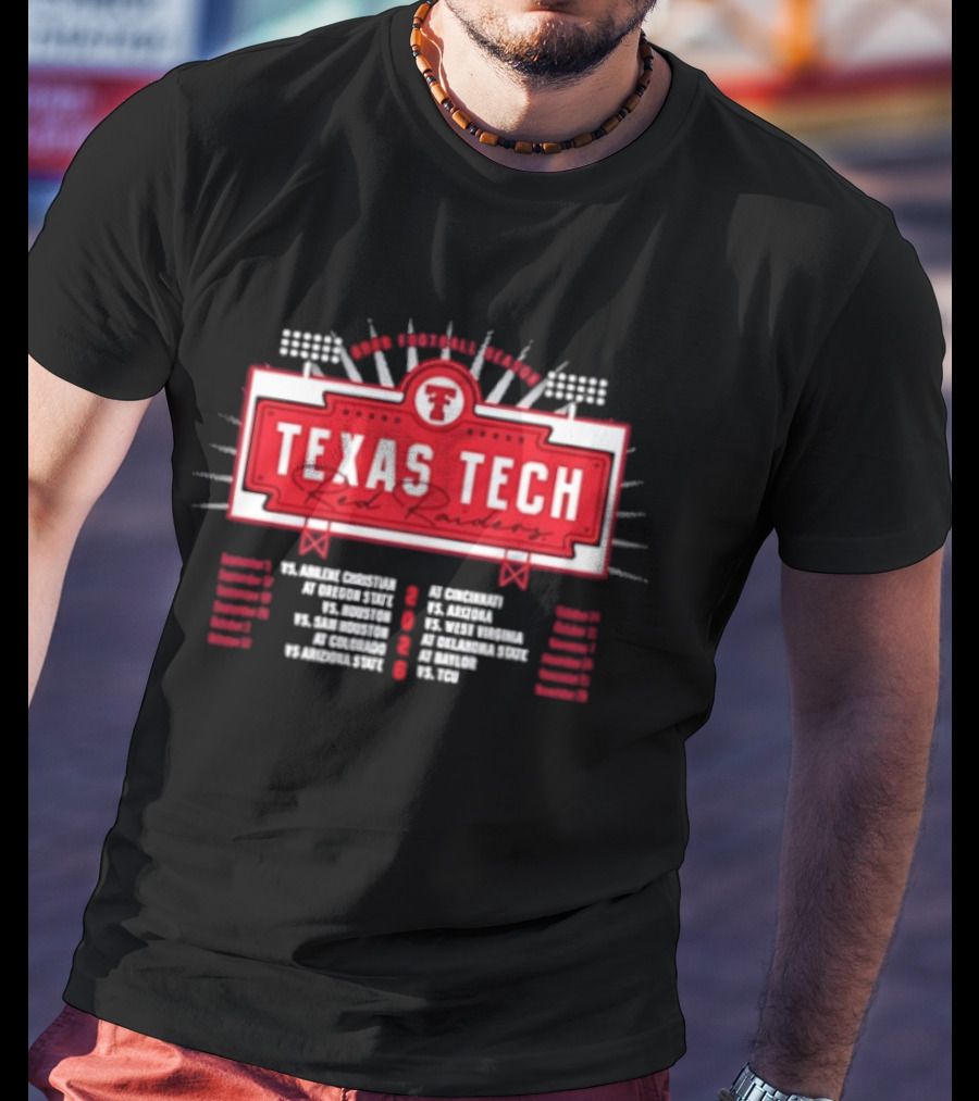 Texas Tech Red Raiders 2026 Football Schedule With Stadium Lights And Team T-Shirt