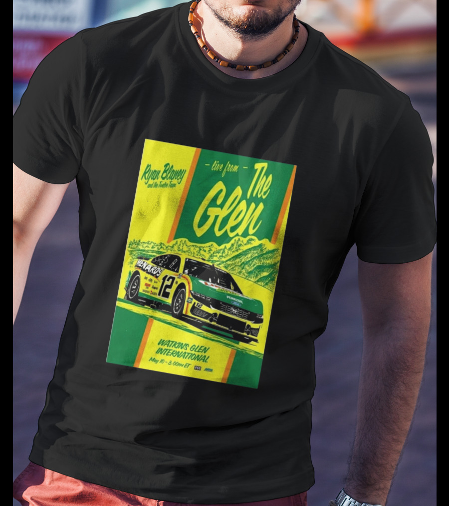 Ryan Blaney Live From The Glen Watkins Glen International May 10 3:00pm ET NASCAR Race Team Menards Pennzoil Car 12 T-Shirt