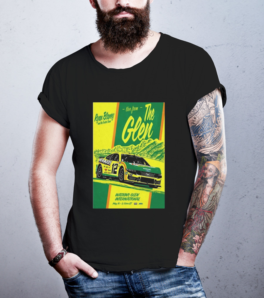 Ryan Blaney Live From The Glen Watkins Glen International May 10 3:00pm ET NASCAR Race Team Menards Pennzoil Car 12 T-Shirt