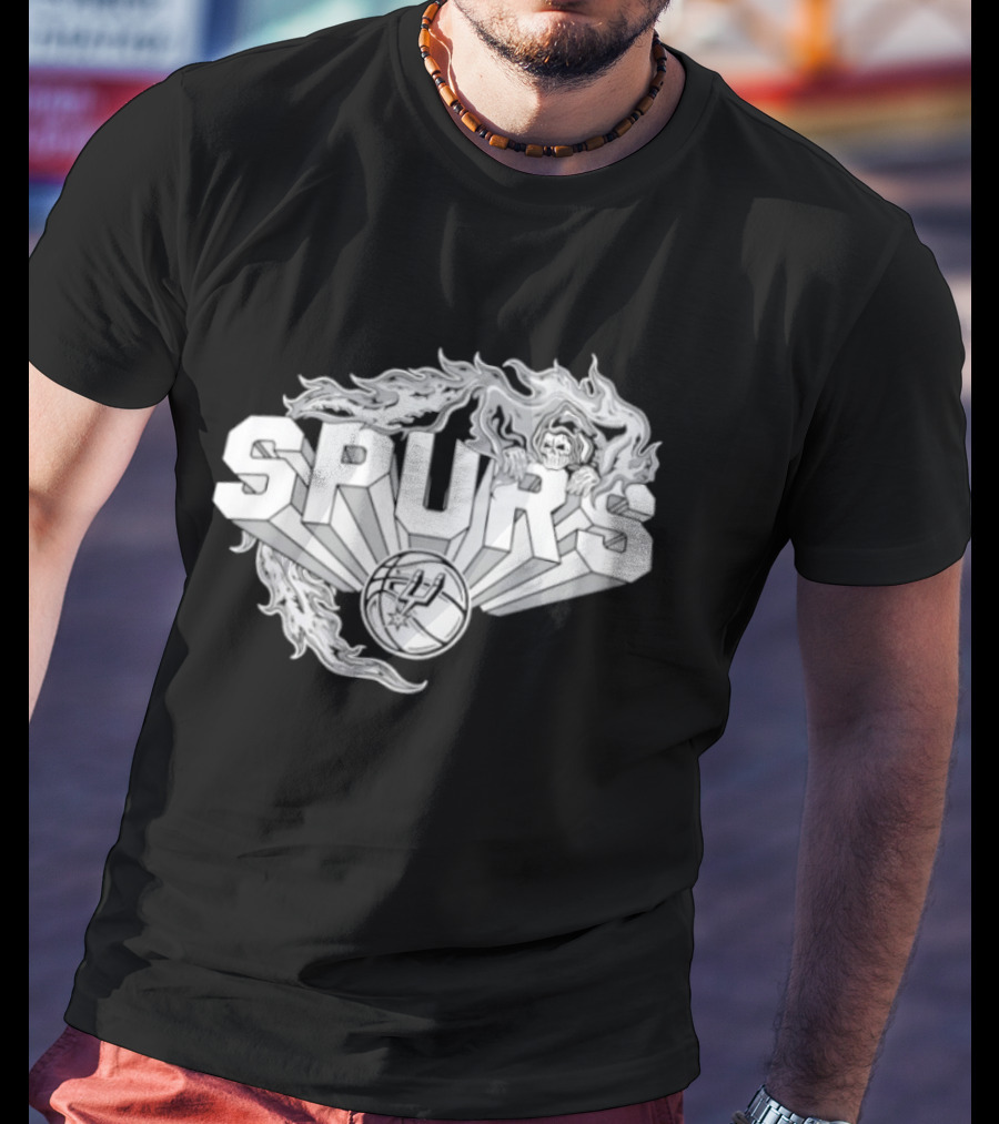 San Antonio Spurs Warren Lotas Flames 2026 Basketball Collaboration T-Shirt