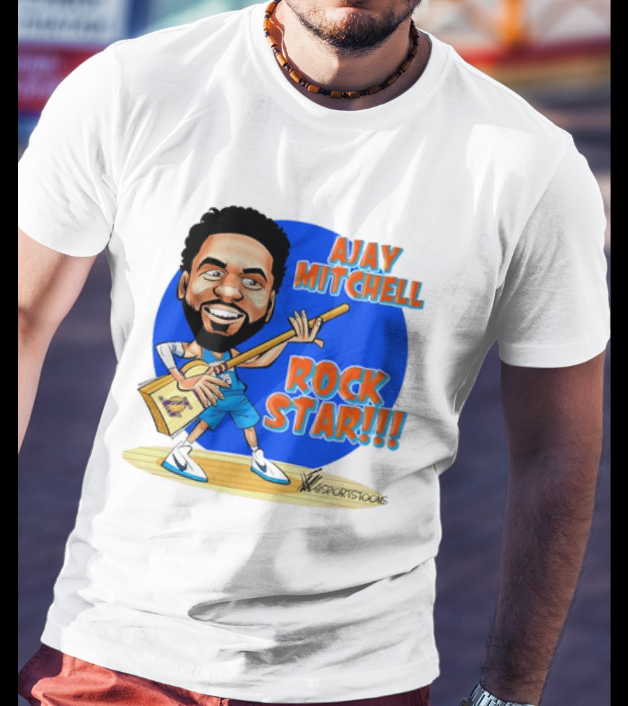 Ajay Mitchell Oklahoma City Thunder Rock Star Basketball Caricature T-Shirt
