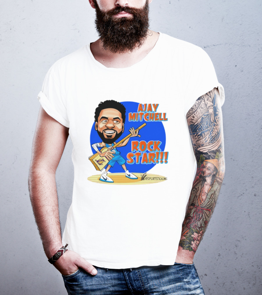 Ajay Mitchell Oklahoma City Thunder Rock Star Basketball Caricature T-Shirt