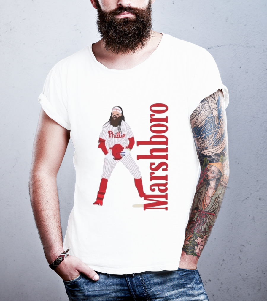 Brandon Marshboro Phillies Player Uniform Red Vertical T-Shirt