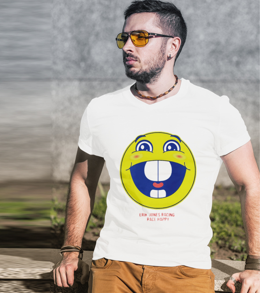 Erik Jones Racing Race Happy Yellow Smiley Face T-Shirt