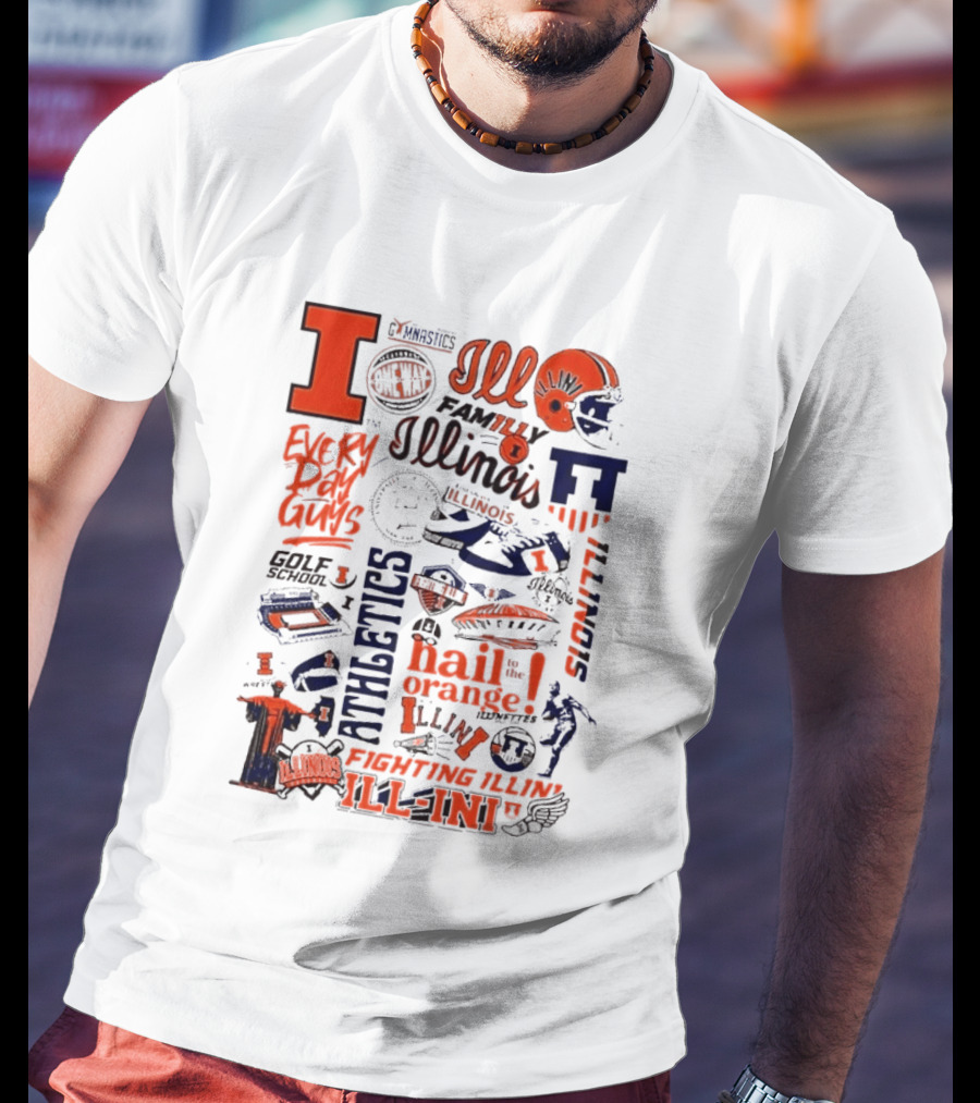 Illinois Fighting Illini Athletics Symbols Illini Orange Blue Football Basketball Golf Illini Till I Die T-Shirt