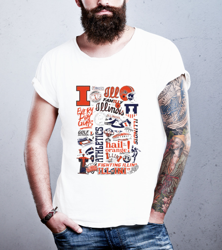 Illinois Fighting Illini Athletics Symbols Illini Orange Blue Football Basketball Golf Illini Till I Die T-Shirt