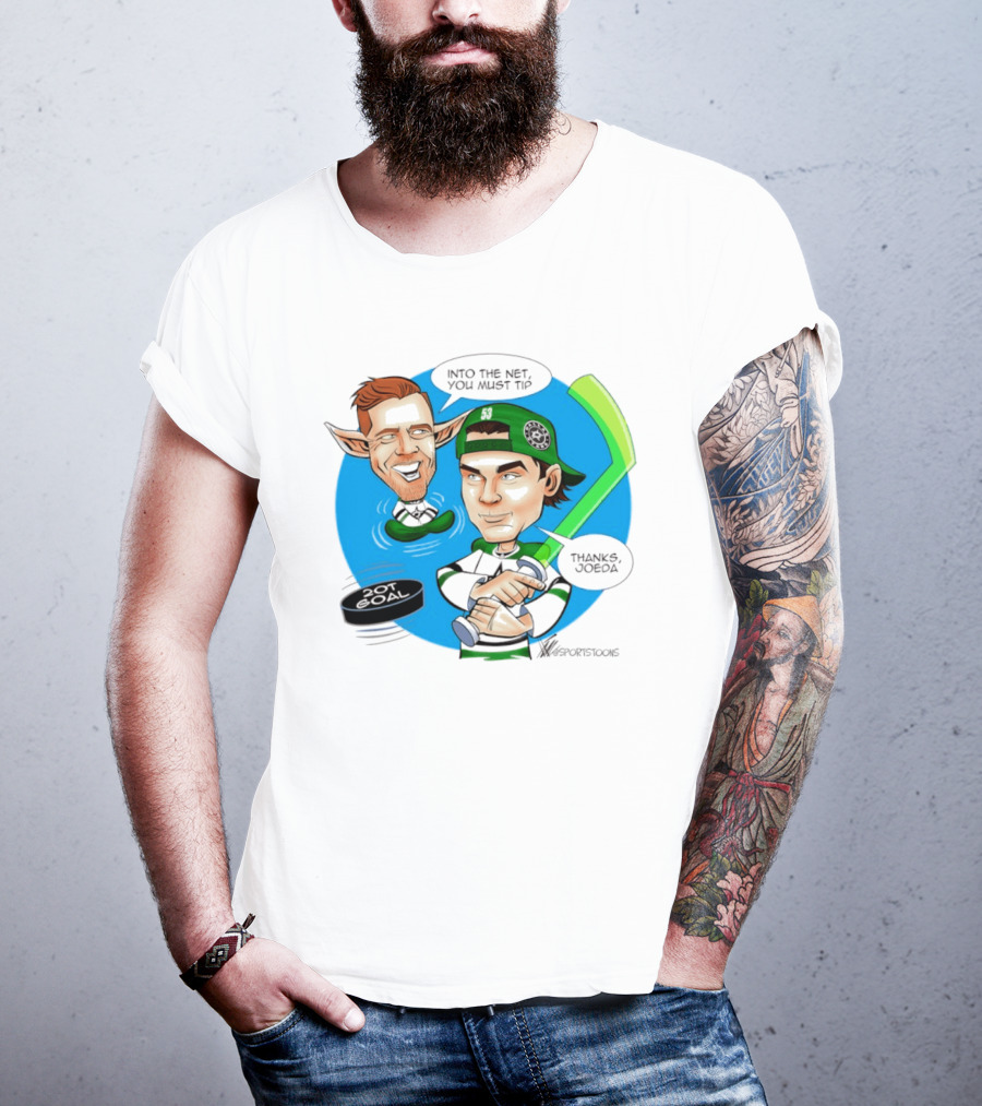 Joe Pavelski Wyatt Johnston Dallas Stars Into The Net You Must Tip T-Shirt