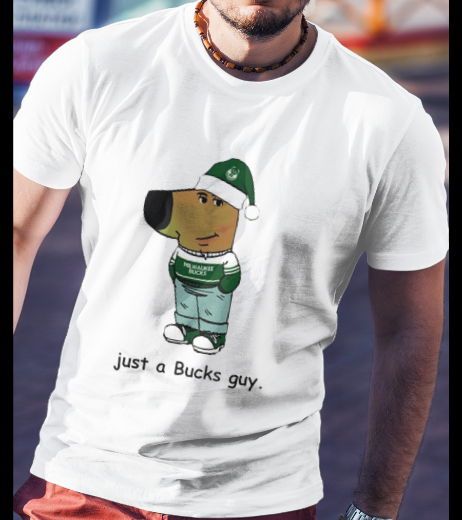 Milwaukee Bucks Chill Holiday Dog Character Just A Bucks Guy T-Shirt