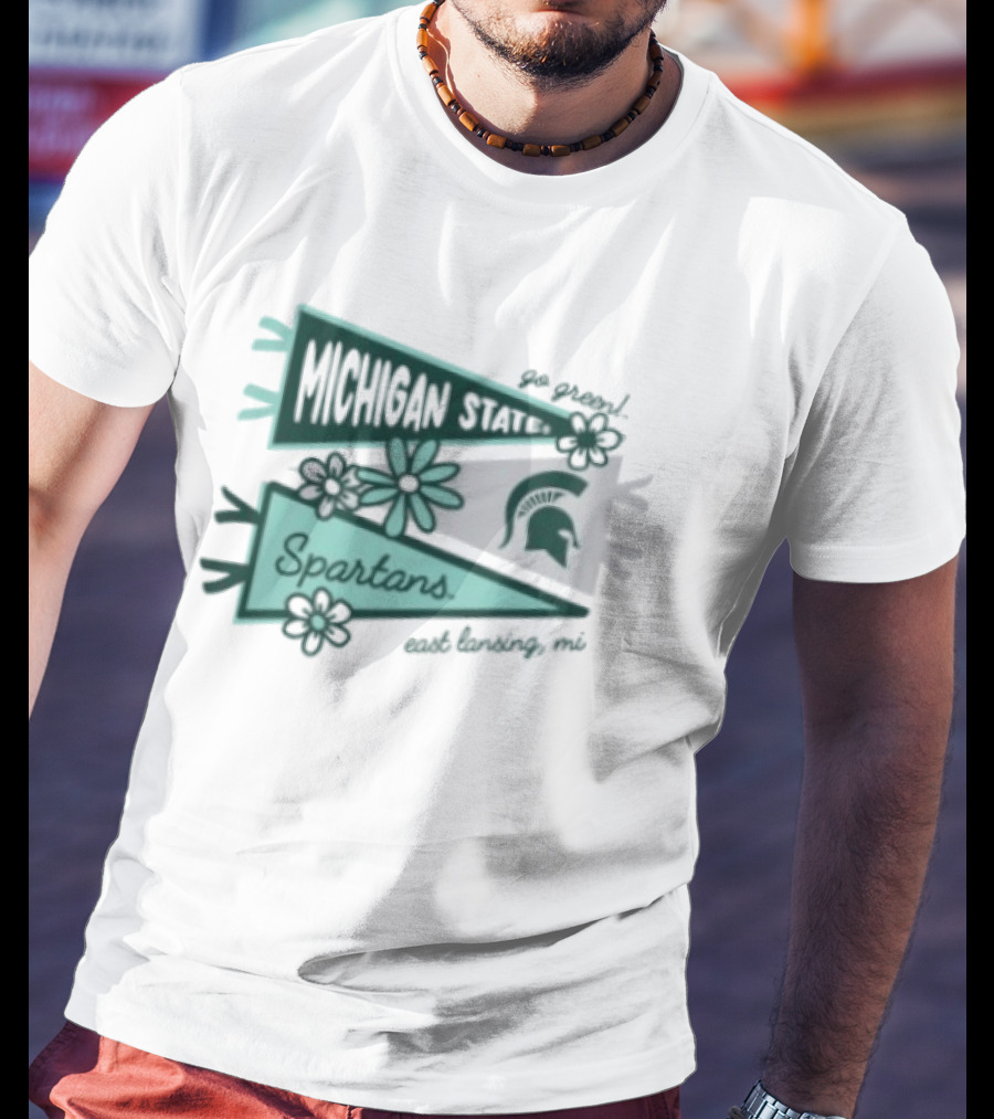 Michigan State Spartans Pennant East Lansing MI Flowers T-Shirt