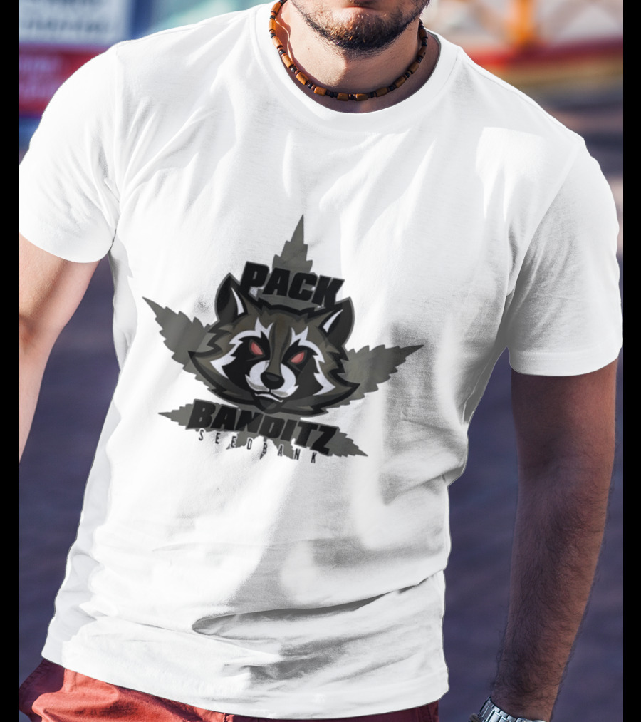 Pack Banditz Seed Bank Raccoon Weed Leaf T-Shirt