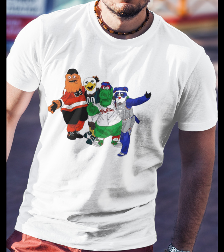 Philly Mascots Gritty Swoop Phanatic Franklin 2026 Sports Characters T-Shirt