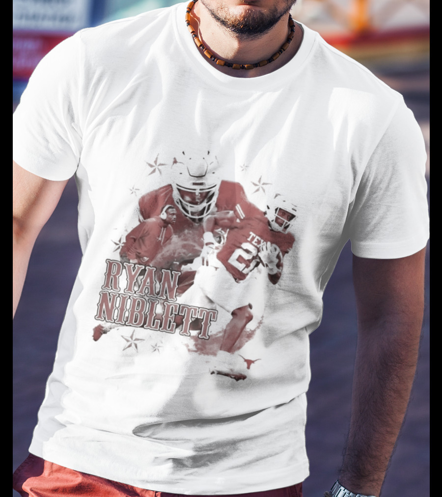 Texas Longhorns NCAA Football Ryan Niblett Collage Stars And Athlete Number T-Shirt