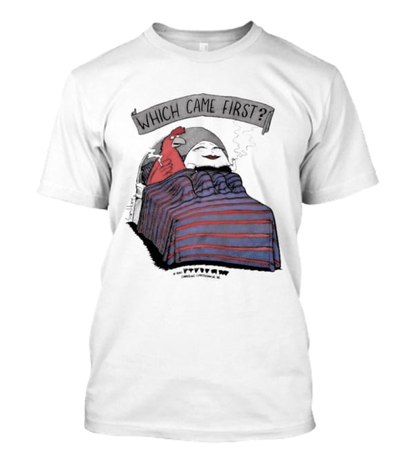 Which Came First The Chicken Or The Egg Striped Bed Scene T-Shirt