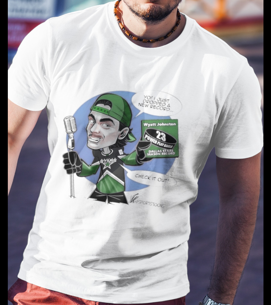 Wyatt Johnston Dallas Stars 23 Power Play Goals Celebration T-Shirt