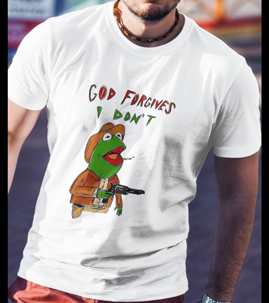 Yeehaw Kermit God Forgives I Don't Cowboy Humor T-Shirt