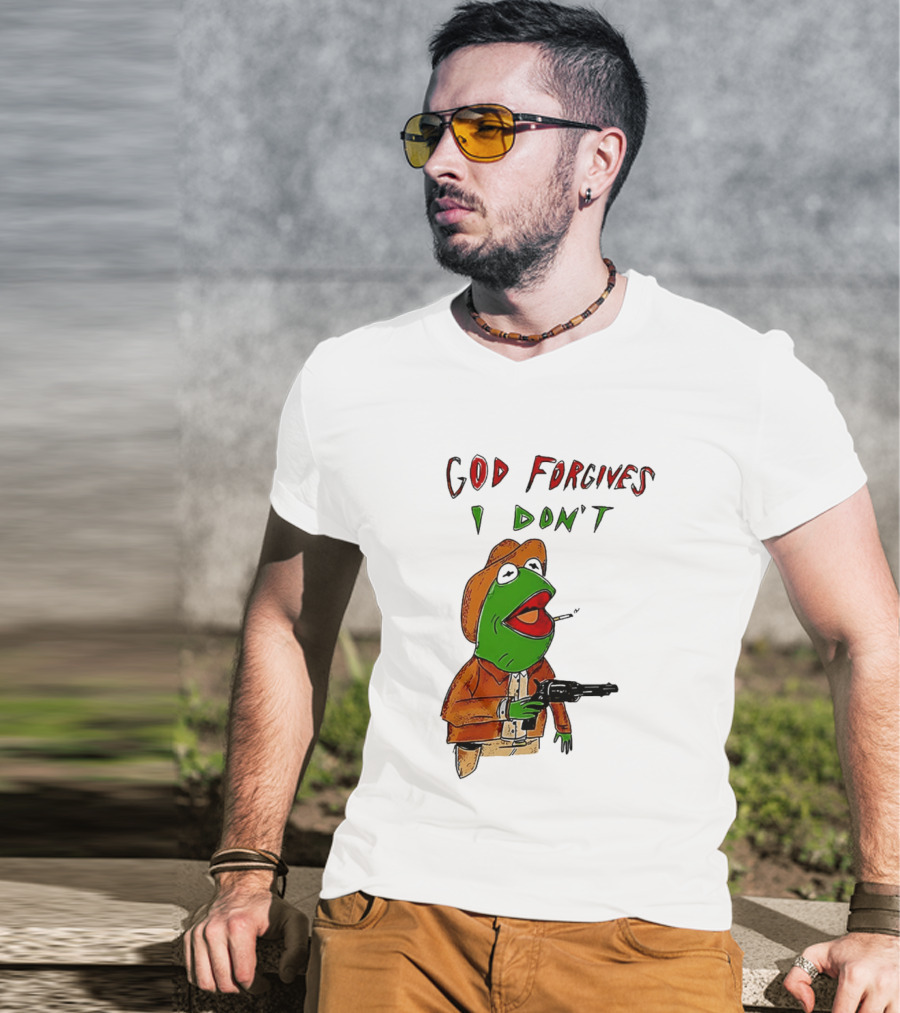 Yeehaw Kermit God Forgives I Don't Cowboy Humor T-Shirt