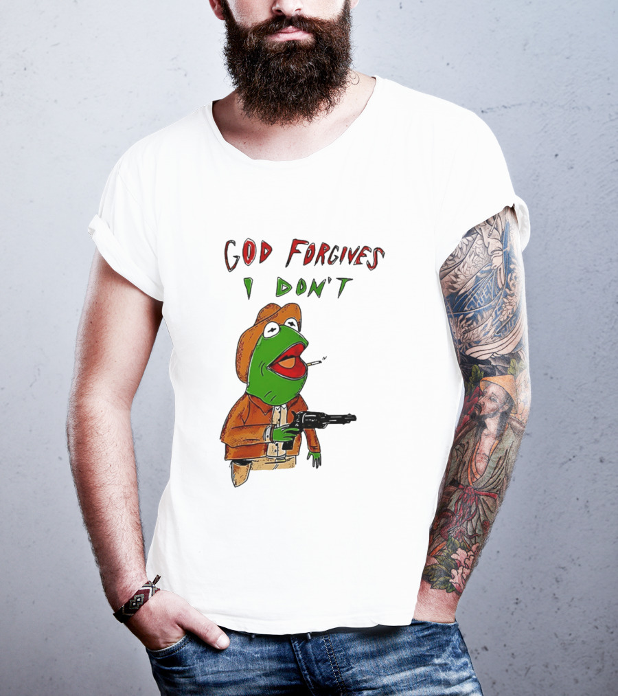 Yeehaw Kermit God Forgives I Don't Cowboy Humor T-Shirt