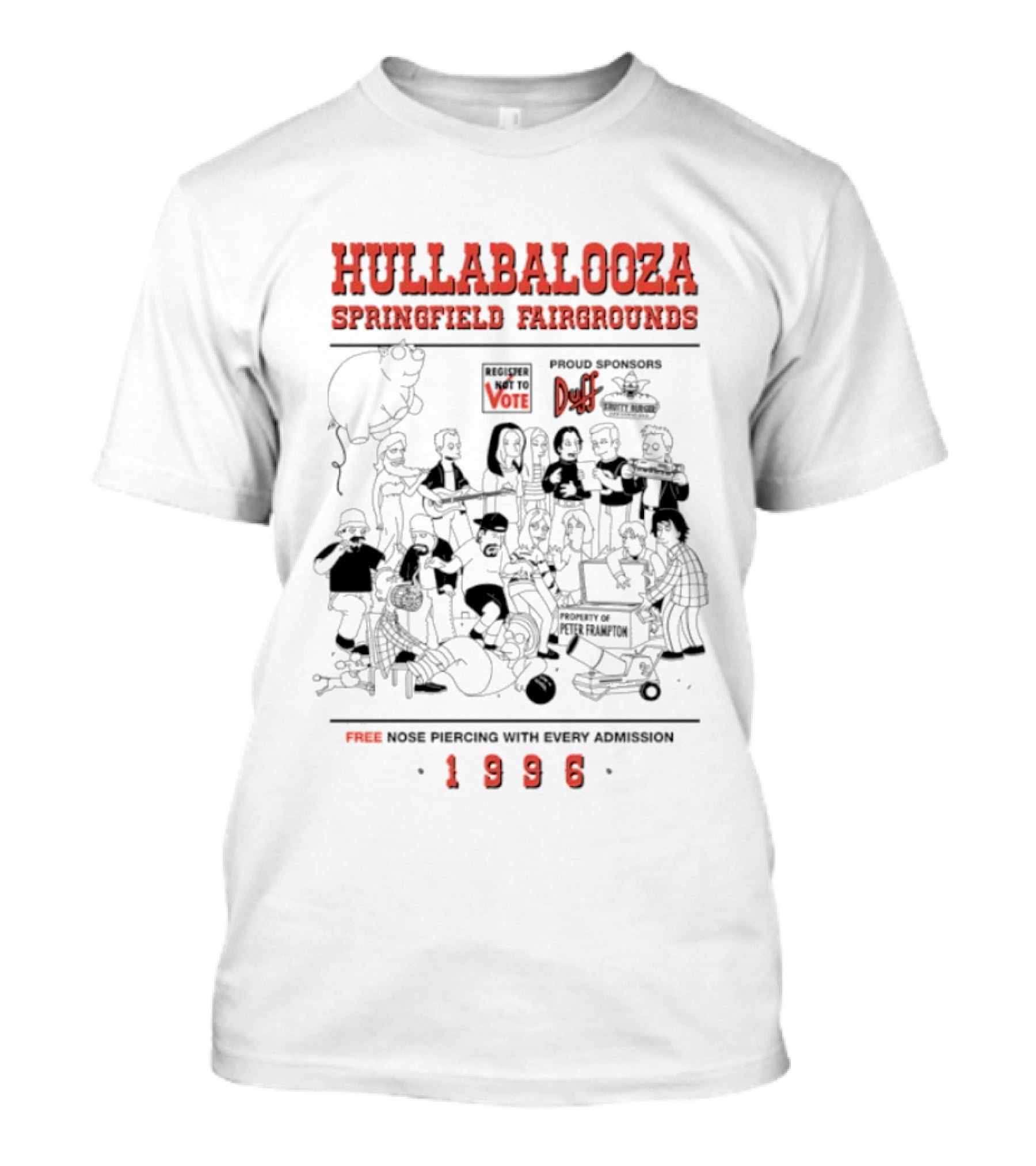 Hullabalooza Springfield Fairgrounds 1996 Free Nose Piercing Admission Vans Duff T-Shirt