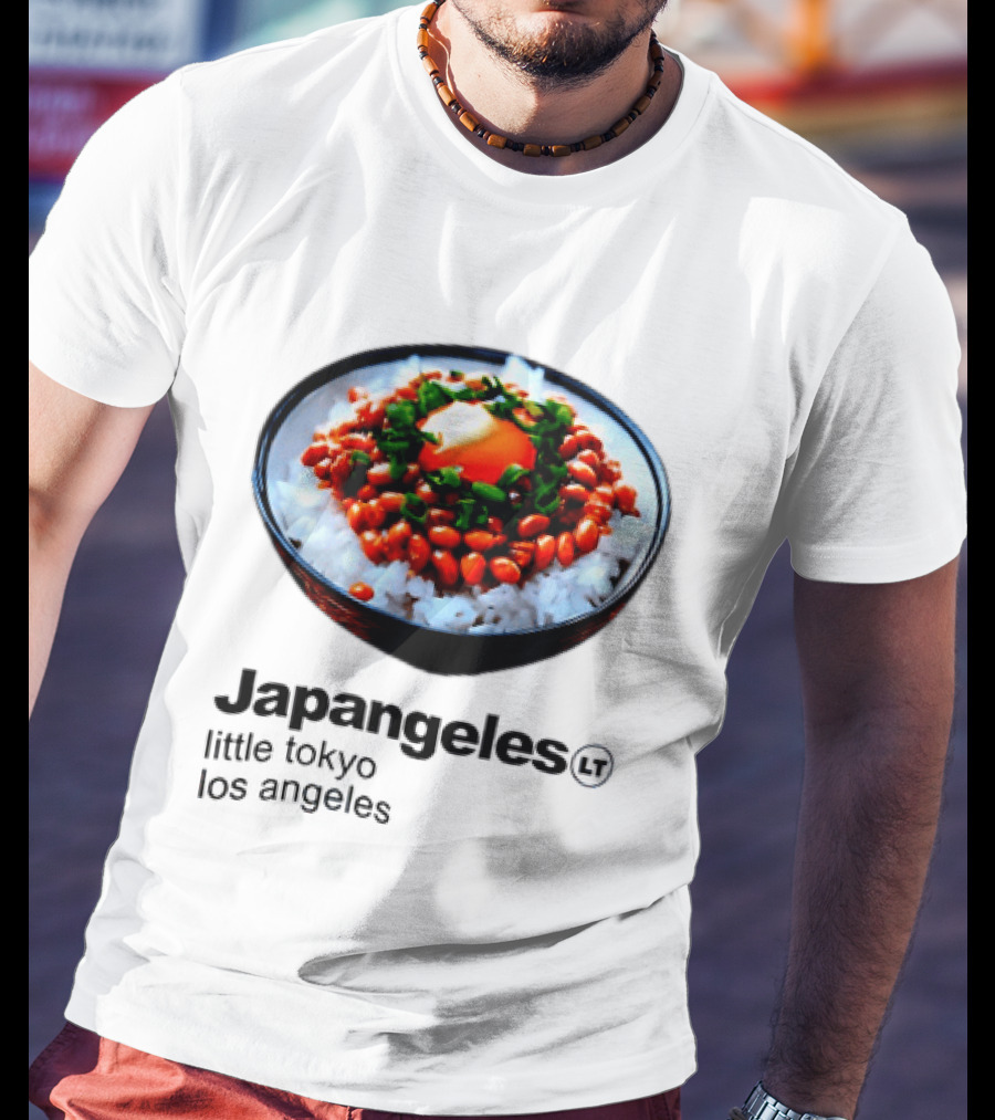 Japangeles Little Tokyo Los Angeles Natto Gohan Bowl With Egg And Scallions T-Shirt