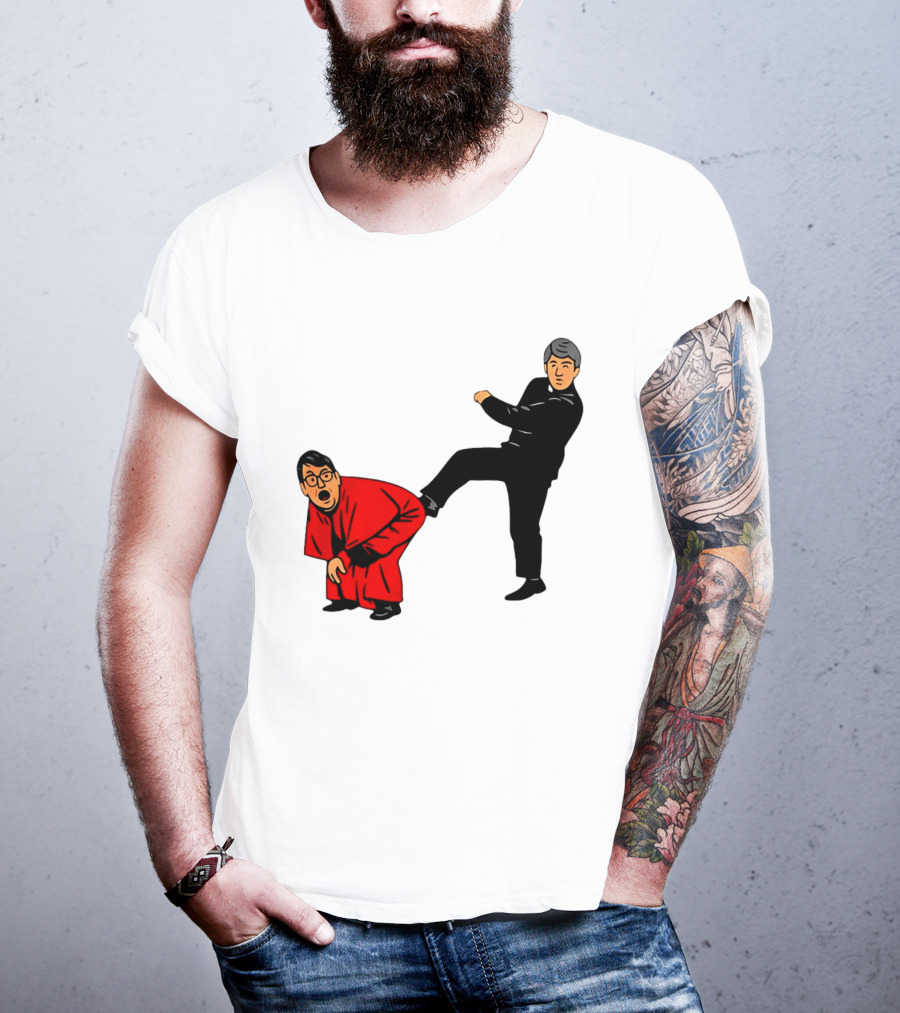 Kicking Random Man Up The Arse Funny Comic Scene T-Shirt