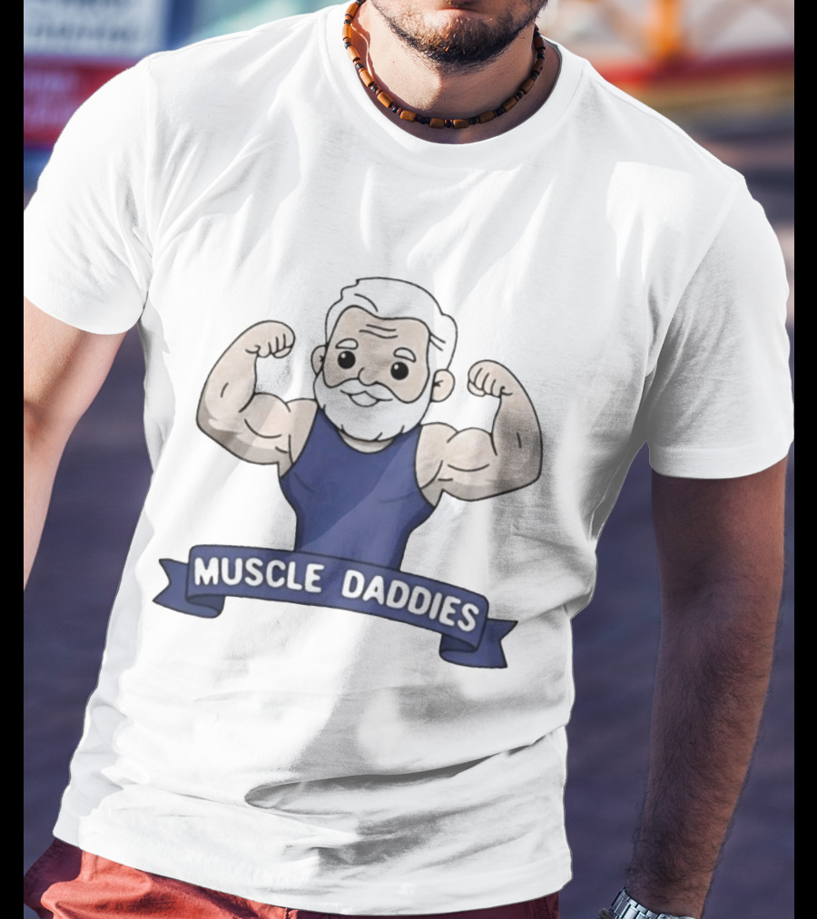 Muscle Daddies Muscular Cartoon Old Man Flexing T-Shirt