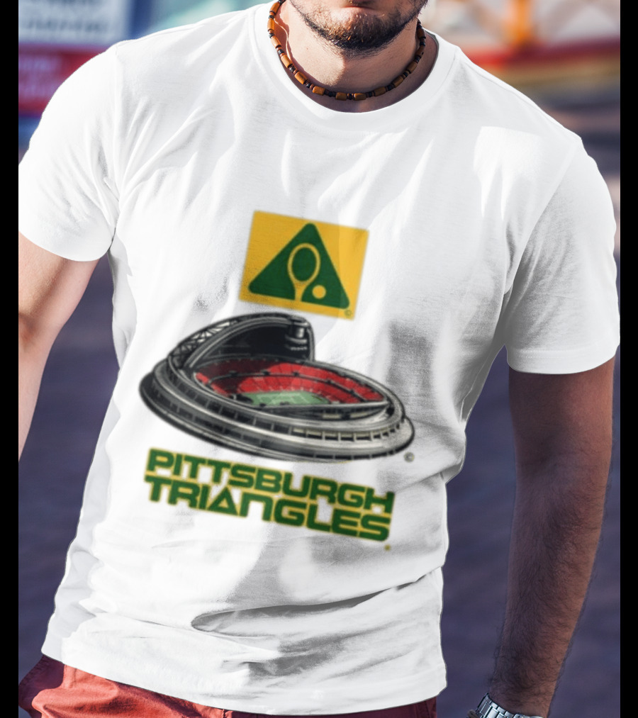 Pittsburgh Triangles Tennis Stadium With Tennis Racket T-Shirt