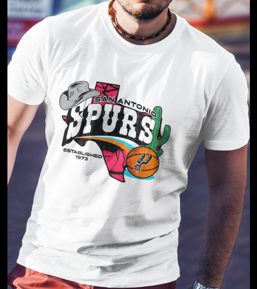 San Antonio Spurs 1973 Cactus Texas Basketball Cowboy Hat T-Shirt
