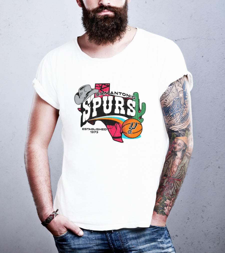 San Antonio Spurs 1973 Cactus Texas Basketball Cowboy Hat T-Shirt