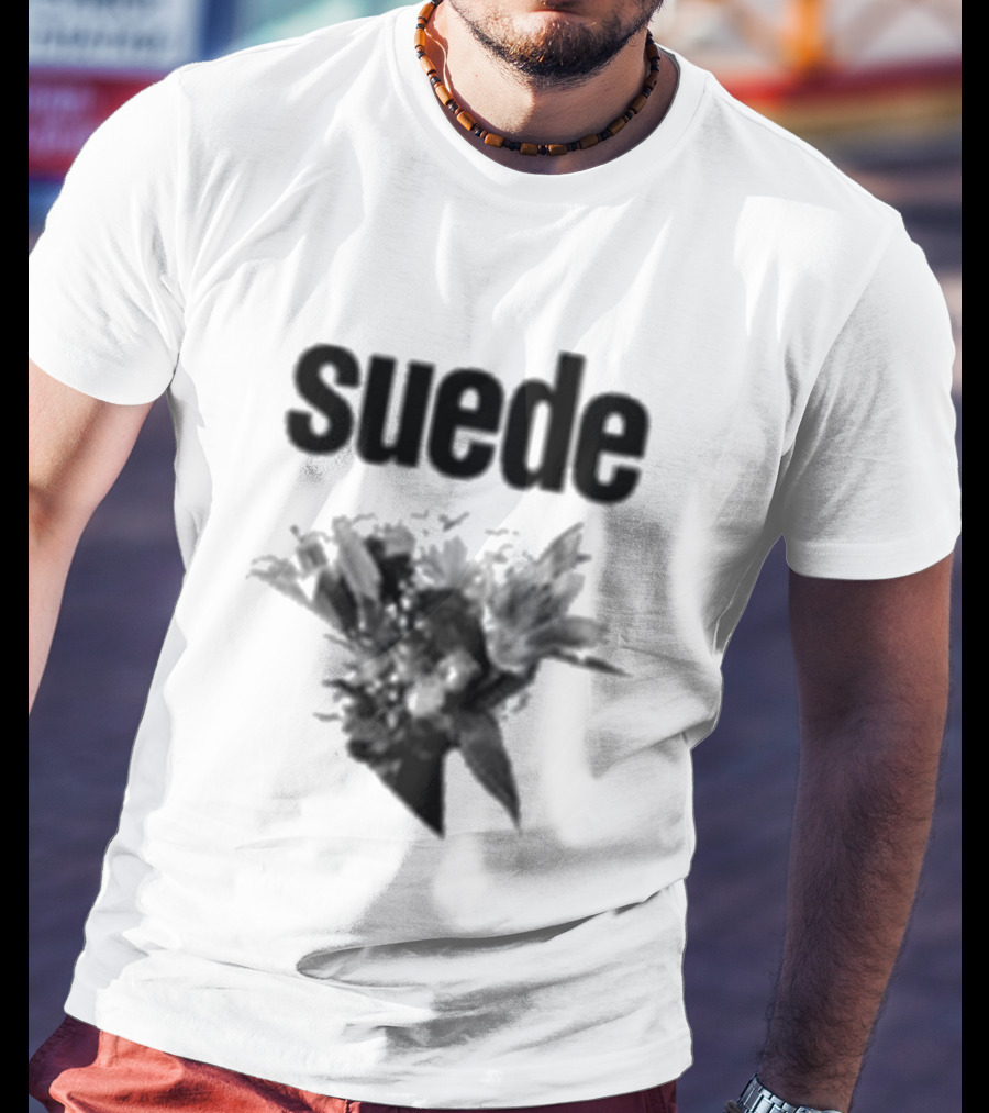 Suede Disintegrate Black And White Floral Explosion T-Shirt