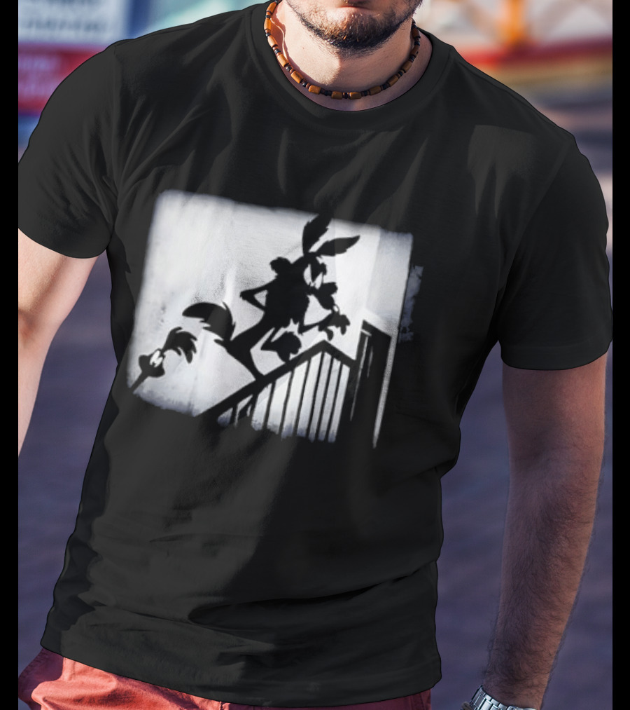 Wilesferatu Wile E. Coyote Road Runner Looney Tunes Silhouette Stairs T-Shirt