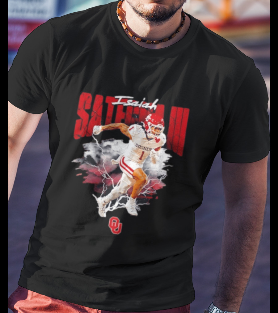 Oklahoma Sooners Isaiah Sategna III Lightning Burst Action T-Shirt