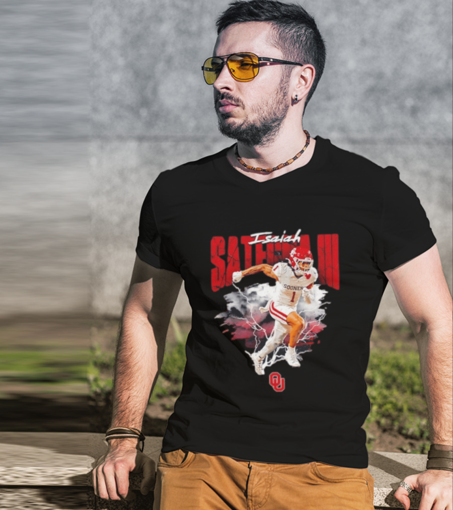 Oklahoma Sooners Isaiah Sategna III Lightning Burst Action T-Shirt