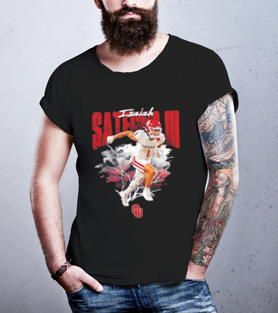 Oklahoma Sooners Isaiah Sategna III Lightning Burst Action T-Shirt