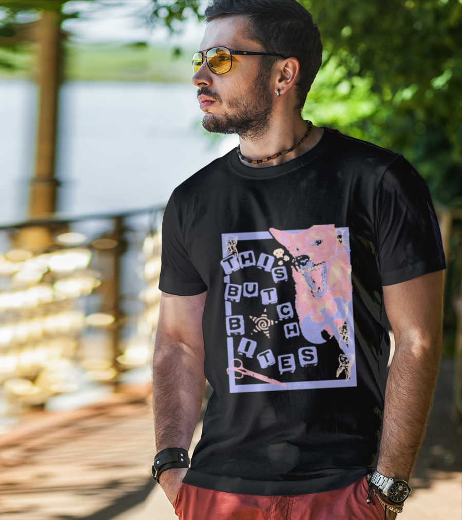 This Butch Bites Dog Retro Vibe Scissors And Blocks T-Shirt