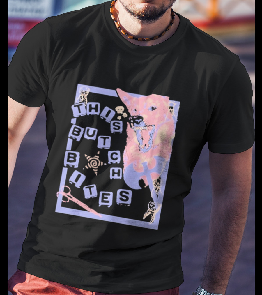 This Butch Bites Dog Retro Vibe Scissors And Blocks T-Shirt