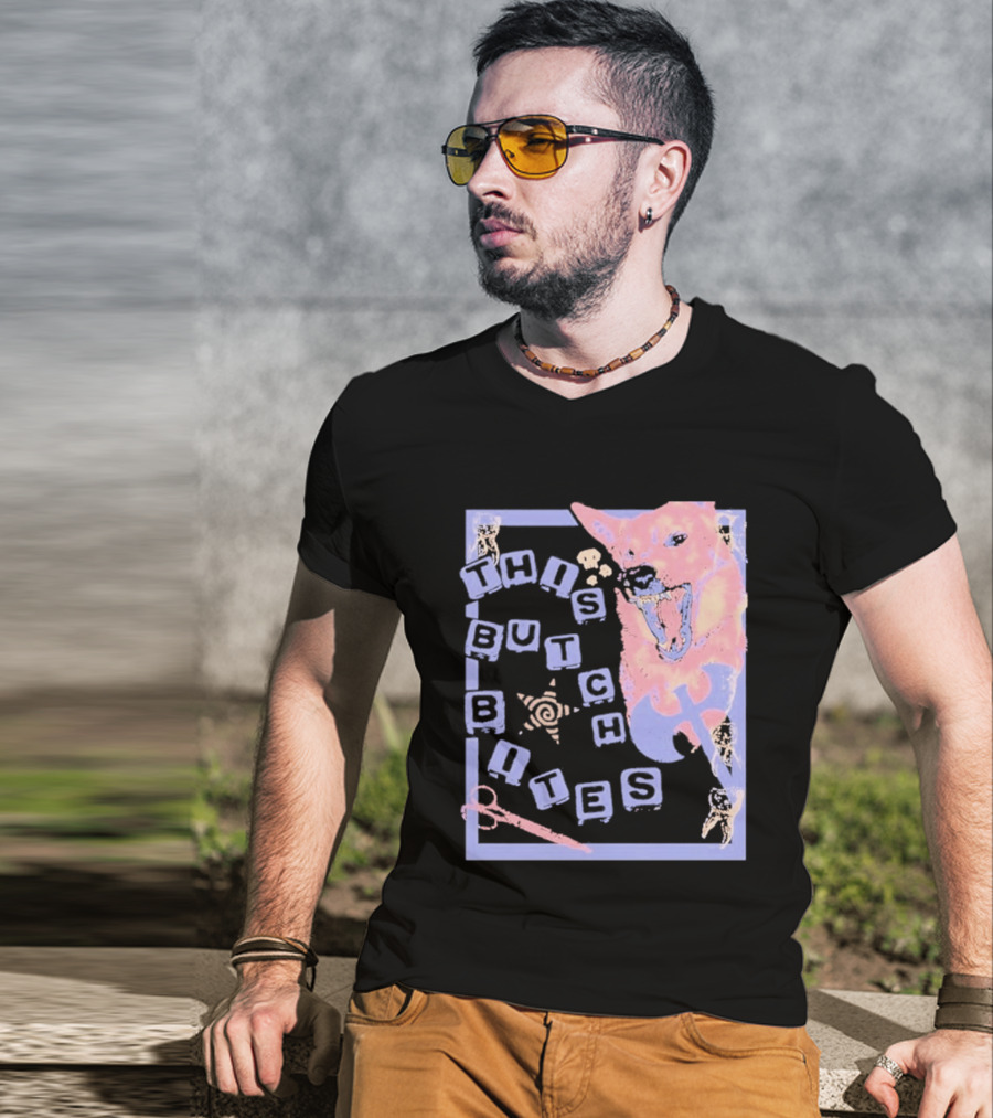 This Butch Bites Dog Retro Vibe Scissors And Blocks T-Shirt