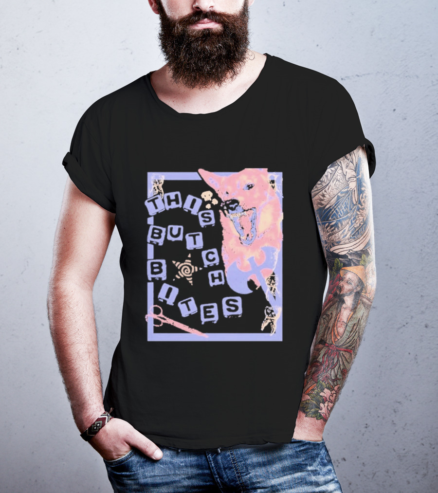This Butch Bites Dog Retro Vibe Scissors And Blocks T-Shirt