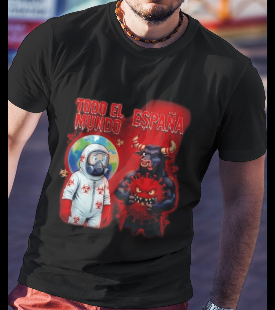 Todo El Mundo España Hantavirus 2026 Hazmat Bull And Virus T-Shirt
