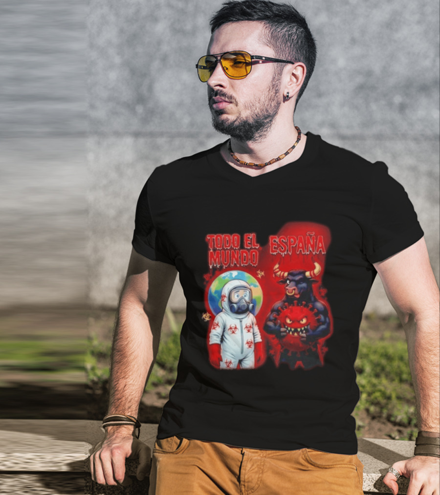 Todo El Mundo España Hantavirus 2026 Hazmat Bull And Virus T-Shirt