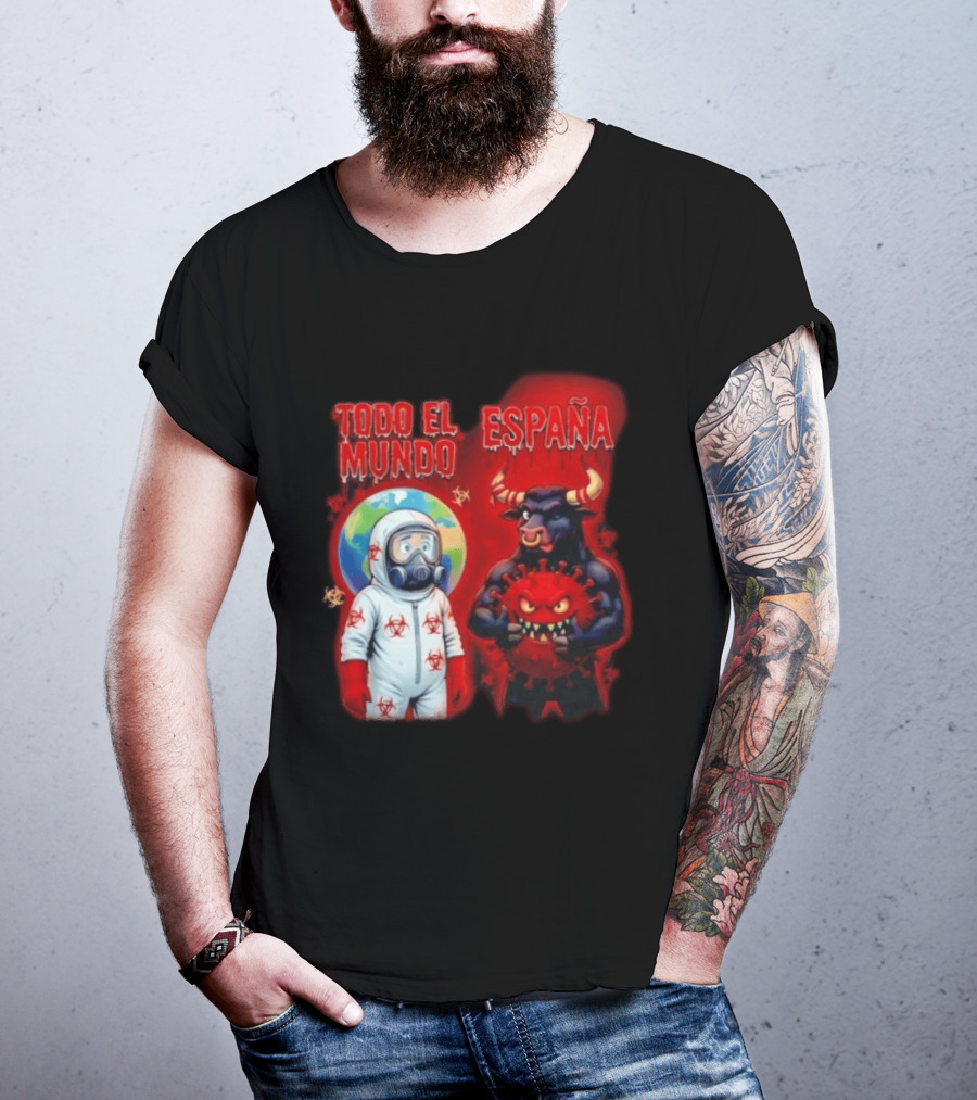 Todo El Mundo España Hantavirus 2026 Hazmat Bull And Virus T-Shirt