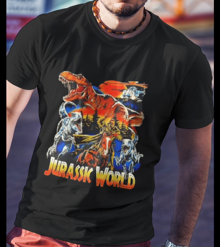 Jurassic World Rex Raptor Classic Cartoon Adventure Scene T-Shirt