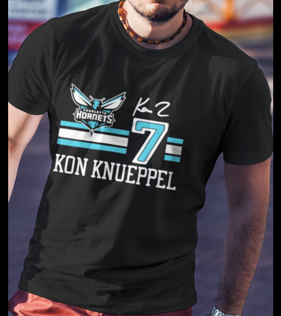 Kon Knueppel Charlotte Hornets 7 NBA 2026 Autographed T-Shirt