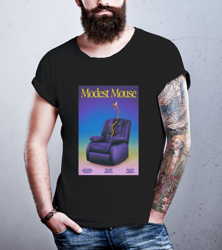 Modest Mouse Tour May 2026 Recliner And Tree Bozeman MT The Elm T-Shirt