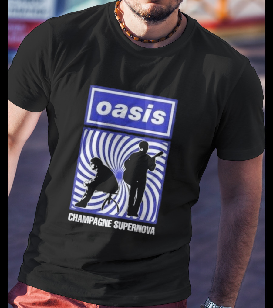 Oasis Champagne Supernova Band Silhouette Spiral T-Shirt