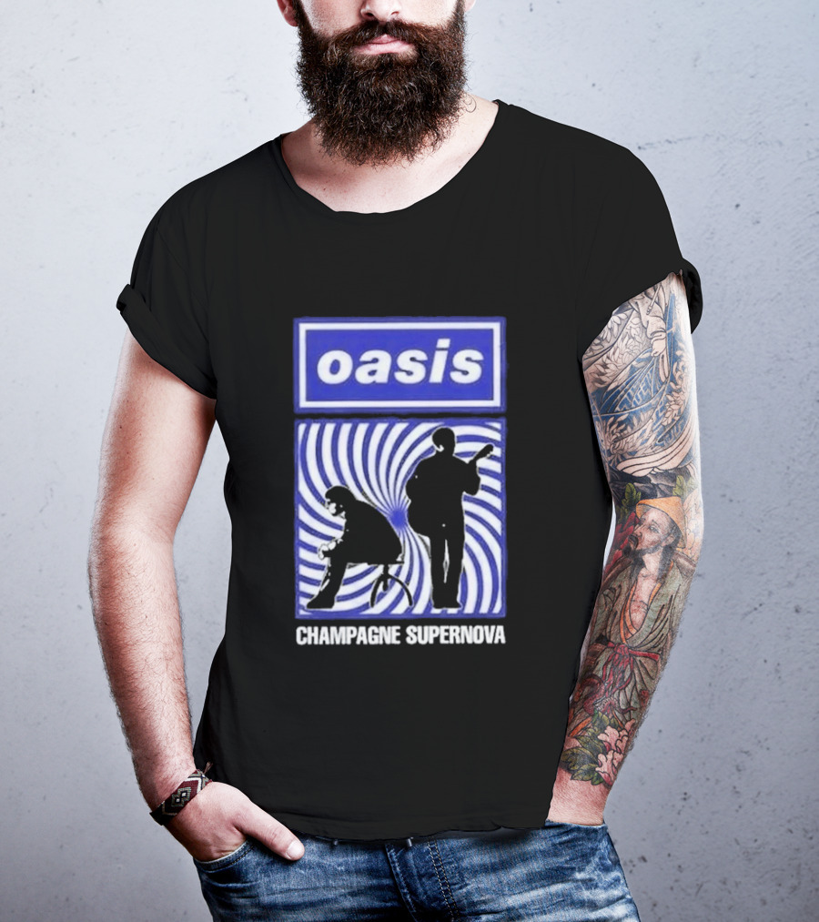 Oasis Champagne Supernova Band Silhouette Spiral T-Shirt
