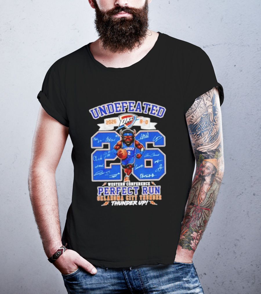 OKC Thunder 2026 Undefeated Perfect Run Thunder Up T-Shirt