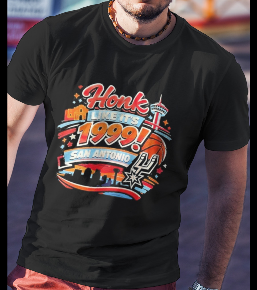 San Antonio Honk Like It's 1999 Basketball Arena Tower Fiesta T-Shirt